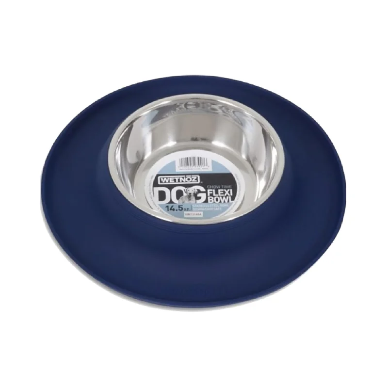 Petmate WetNoz Flexi Stainless Steel Dog Bowl with Silicone Mat, Indigo Blue