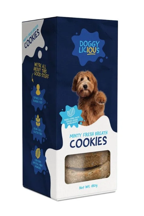 Doggylicious Minty Fresh Breath Cookies Dog Treats 180g