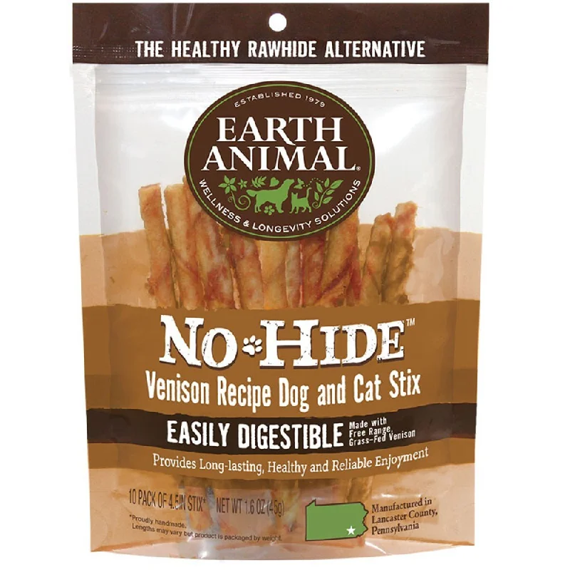 Earth Animal No-Hide Venison Recipe Stix Dog Treats, 10 Pack