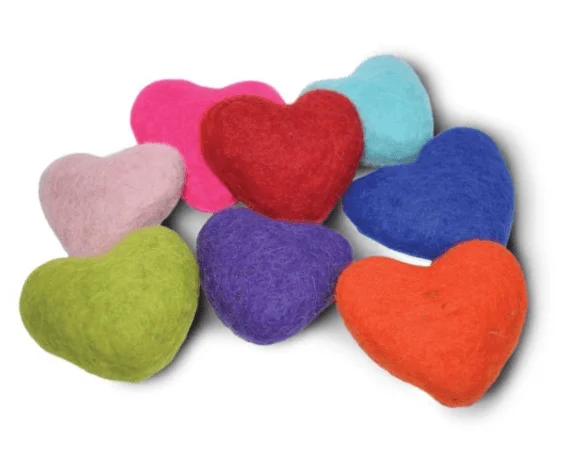 Wool Felt Cat Toys - Hearts - 1.5" - 1 pc