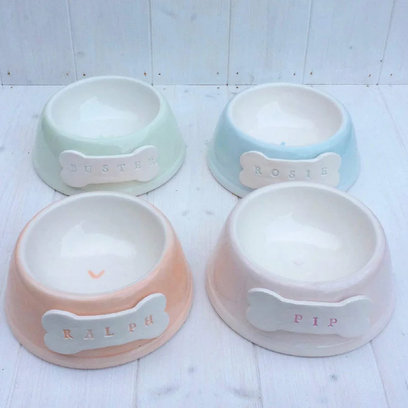 Personalised Pastel Dog Bowl by Purple Glaze - Angled