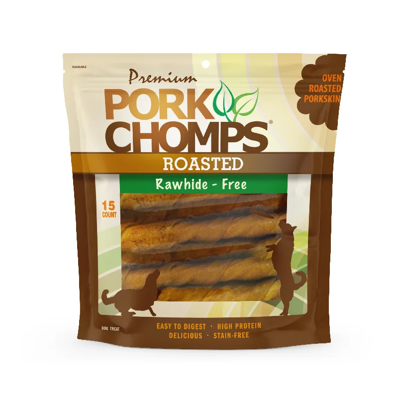 Pork Chomps 6" Roasted Pork Skin Twists, 15 count Dog Chews