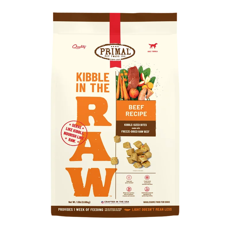 Primal Pet Foods Kibble in the Raw Beef Recipe for Dogs