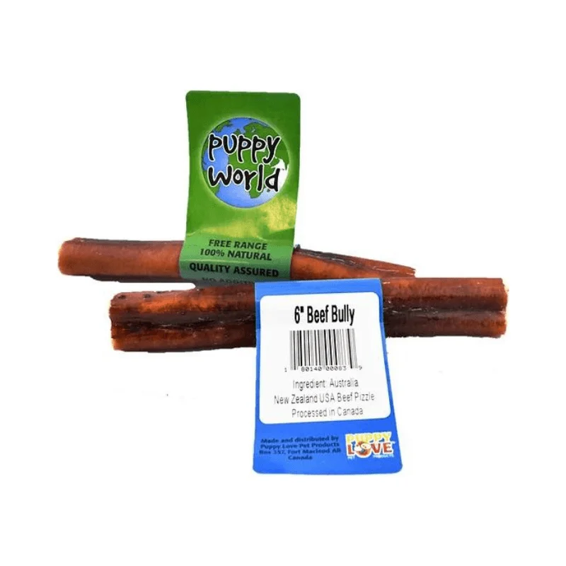 Natural Dog Chews - PUPPY WORLD - Beef Bully Sticks - 1 pc (Bulk)