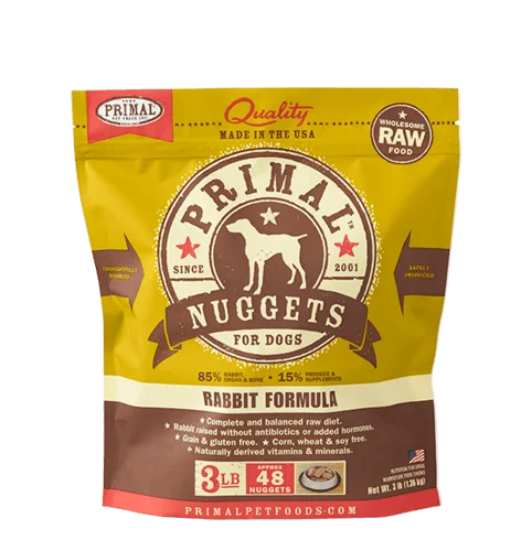 Rabbit Nuggets Grain-Free Frozen Raw Dog Food, 3#