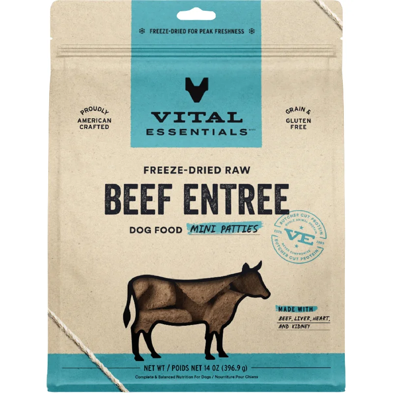 Freeze Dried Dog Food - Beef Entree - Mini Patties - 14 oz