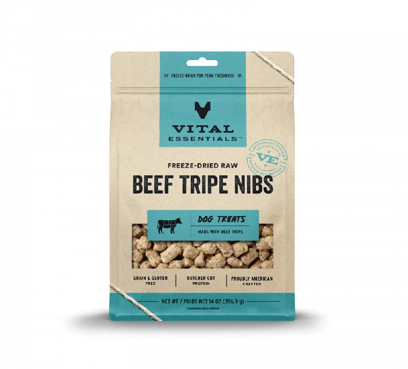 Vital Essentials Freeze Dried Beef Tripe Nibblets Grain Free Limited Ingredient Dog Treats