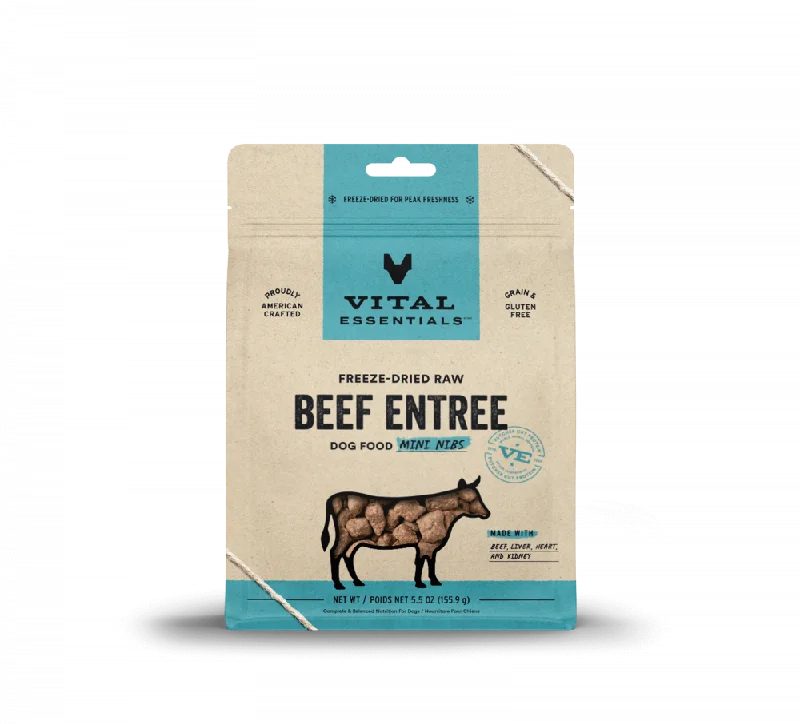 Vital Essentials Freeze Dried Grain Free Beef Mini Nibs Entree for Dogs Food