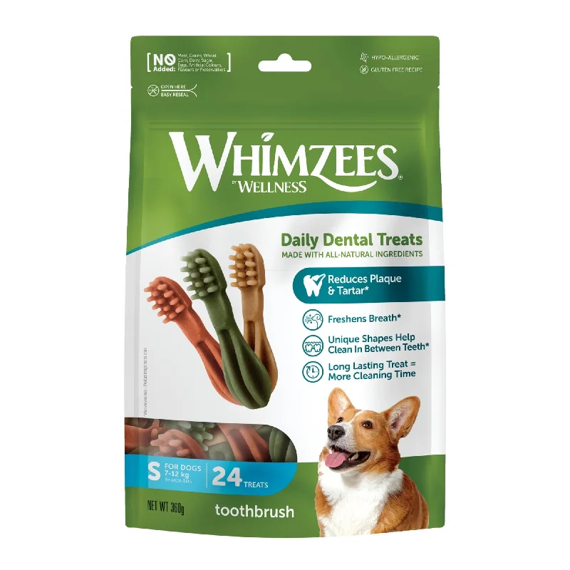 Whimzees Dog Dental Treats Toothbrush Star Small Value Bag 24 Pack