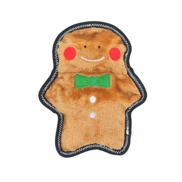 Zippy Paws Holiday 2024 Z-Stitch Dog Toy, Gingerbread Man