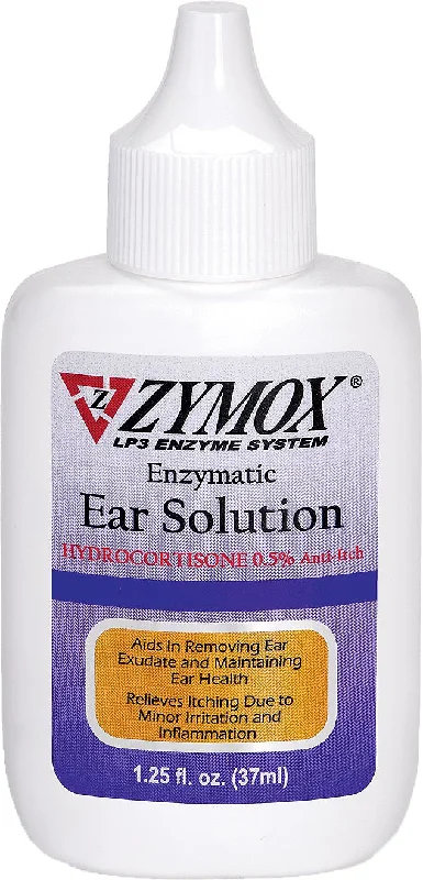 Zymox Ear Solution with .5% Hydrocortisone for Dogs & Cats, 1.25-oz bottle