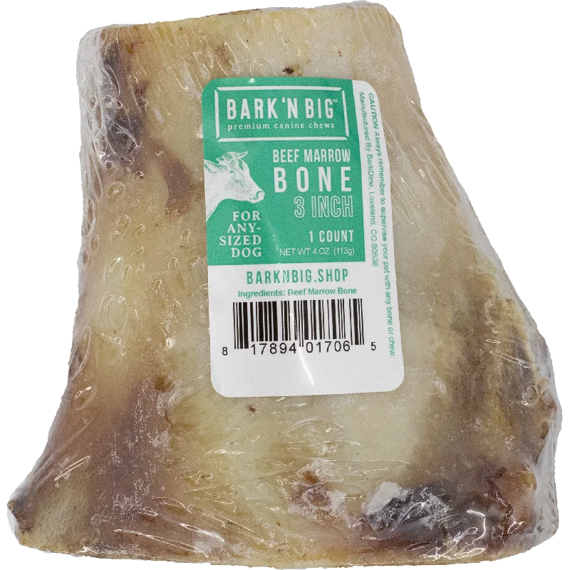 BarkNBig USA Beef Marrow Bone Dog Treat, 2-3in