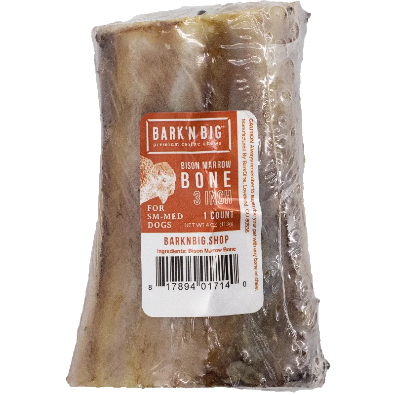 BarkNBig USA Bison Marrow Bone Dog Treat, 3-4"