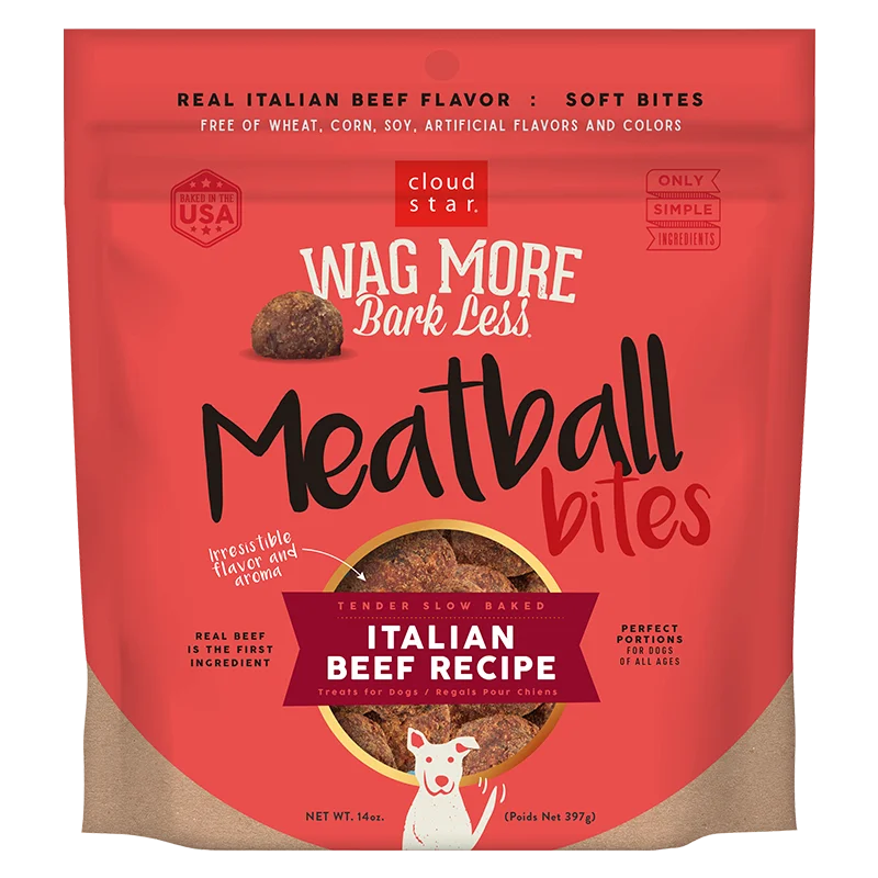 Cloud Star Wag More Bark Less Meat Balls Grain Free Soft & Chewy Dog Treats with Real Beef, 14oz