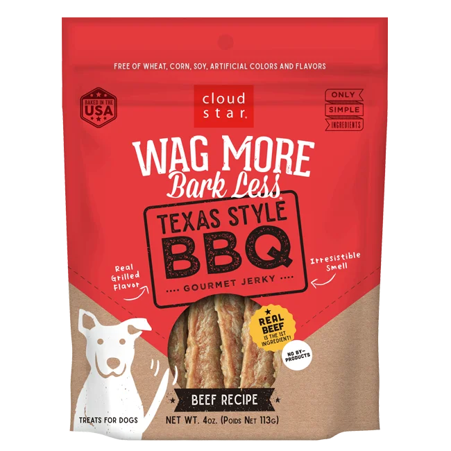 Cloud Star Wag More Bark Less Texas Style BBQ Beef Recipe Jerky Dog Treats, 10oz