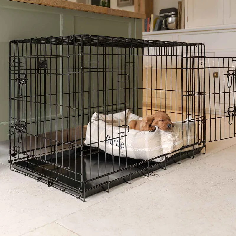 Cosy & Calming Puppy Crate Bed With Removable Covers in Balmoral Natural Tweed by Lords & Labradors