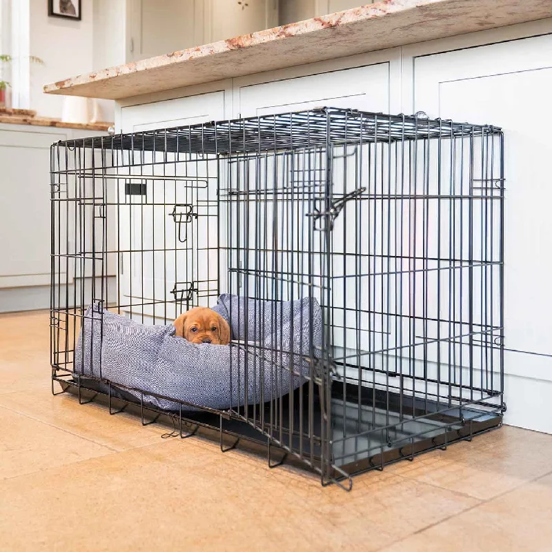 Cosy & Calming Puppy Crate Bed With Removable Covers in Oxford Herringbone Tweed by Lords & Labradors