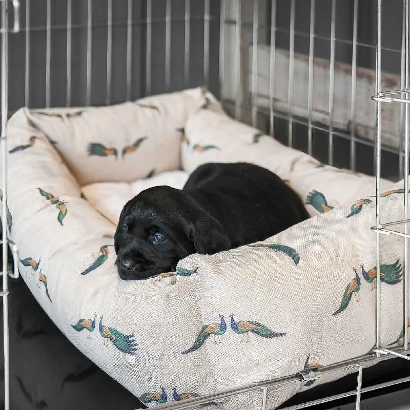 Cosy & Calming Puppy Crate Bed in Woodland Peacock by Lords & Labradors