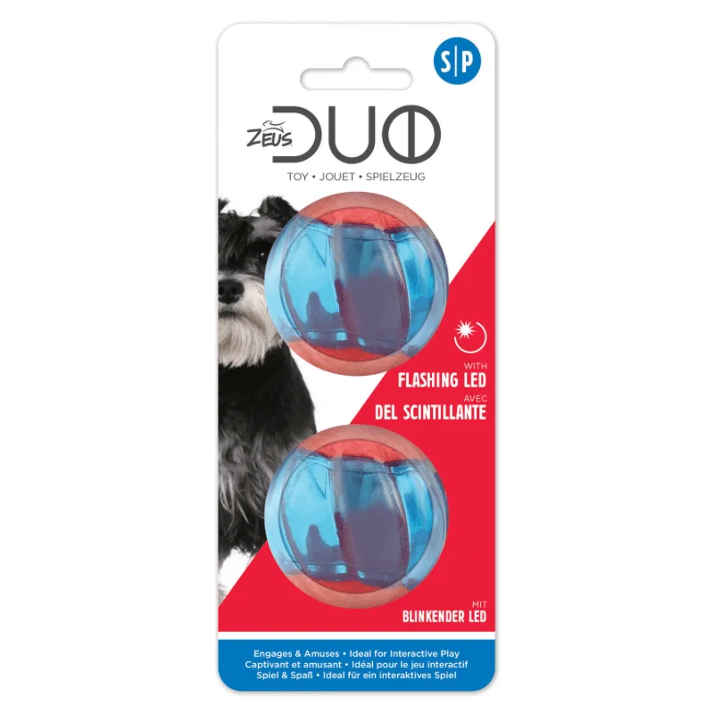 DUO Ball Dog Toy - with Flashing LED - 2 pk