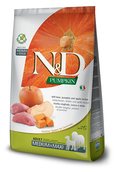 Farmina N&D Pumpkin Grain Free Boar, Pumpkin & Apple Medium & Maxi Adult Dry Dog Food