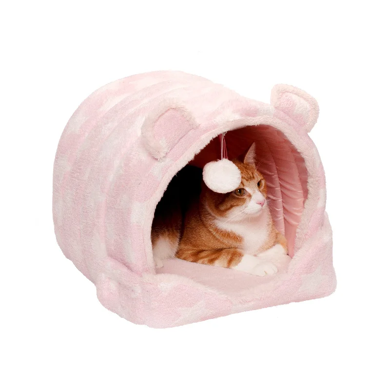 Cozy Cave Pet Bed - Fleece & Faux Fur