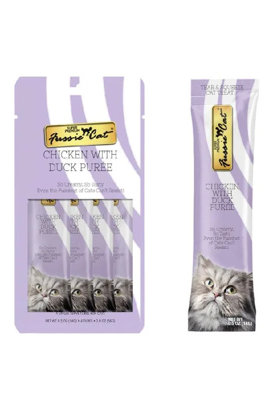 Fussie Cat Chicken and Duck Puree Treat 4 pk