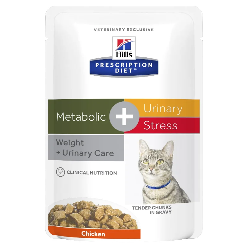 Hills Prescription Diet Cat Metabolic + Urinary Stress Weight and Urinary Care Chicken Wet Food Pouch 85g