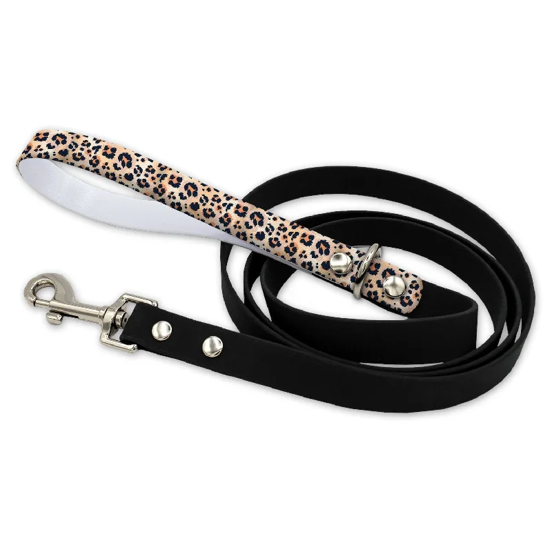 Leopard Print Waterproof Leash With Silver Snap Hook