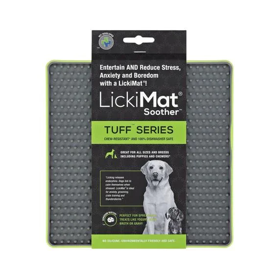 LickiMat Soother Tuff Slow Feeder Mat for Dogs Green