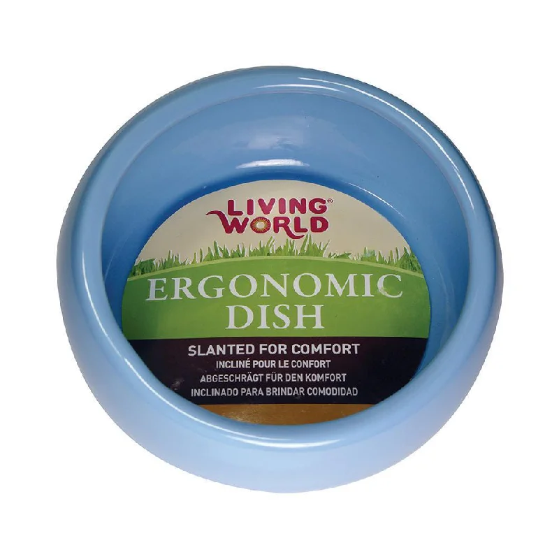 Living World Ergonomic Small Animal Large Ceramic Dish Blue