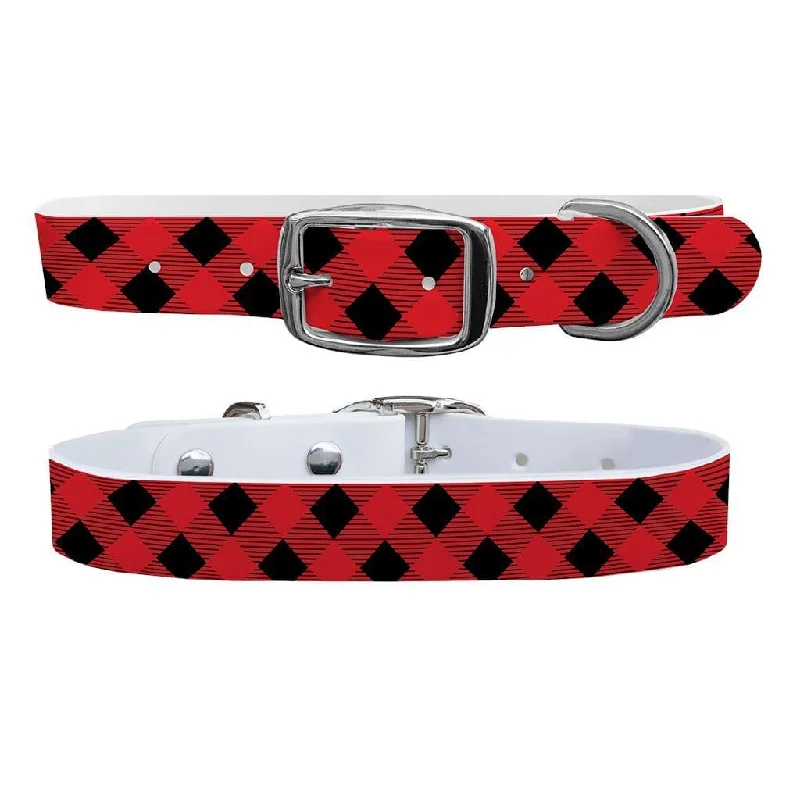 Lumberjack Red Dog Collar With Silver Buckle