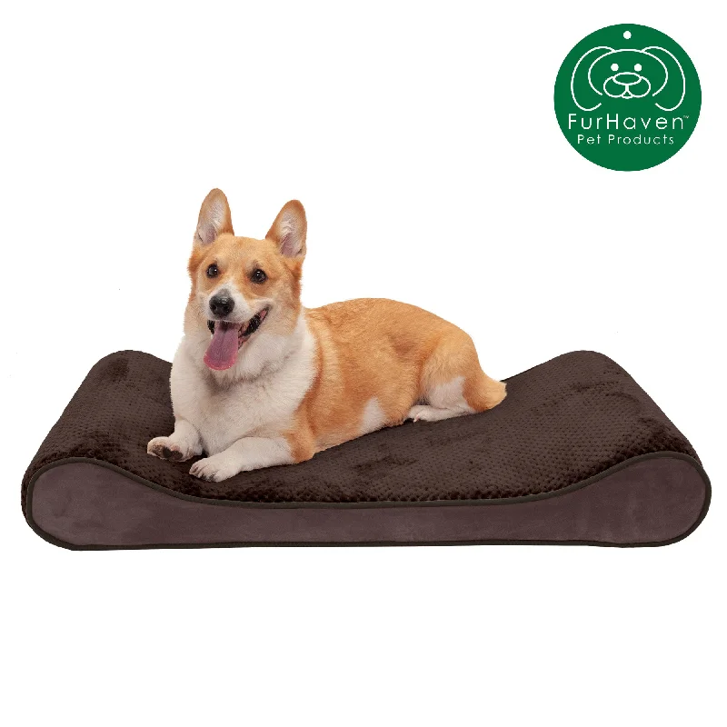 Memory Foam Minky Plush & Velvet Lux Lounger Pet Bed