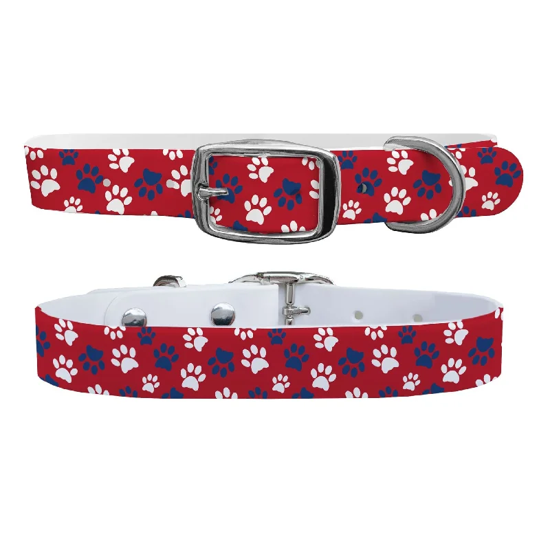 Pawtriot Red Dog Collar With Silver Buckle