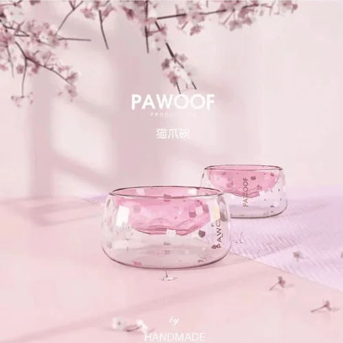 Pet Bowl - Double Wall "Paw Shape" Glass Bowl