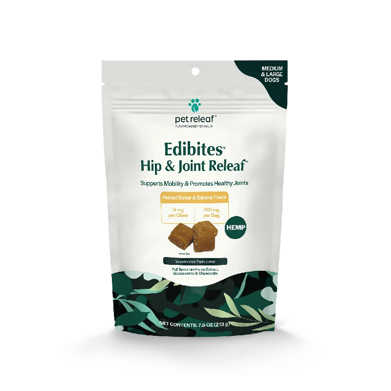 Pet Releaf Hip & Joint Releaf Edibites Peanut Butter & Banana Flavor for Medium & Large Dogs