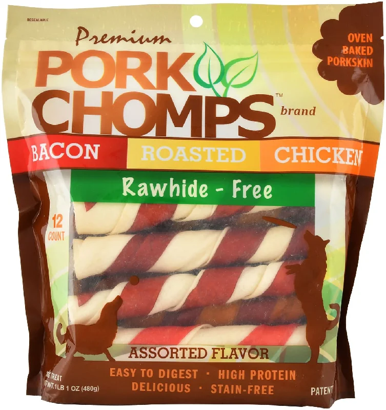 Large Pork Chomps Premium Twists Variety Pack, 12 ct