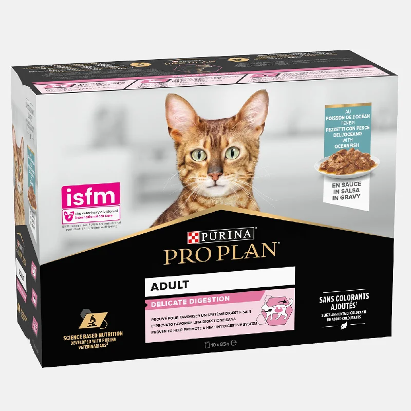 PRO PLAN Cat 1+ Delicate Digestion with Ocean Fish in Gravy Wet Food (10 x 85g)