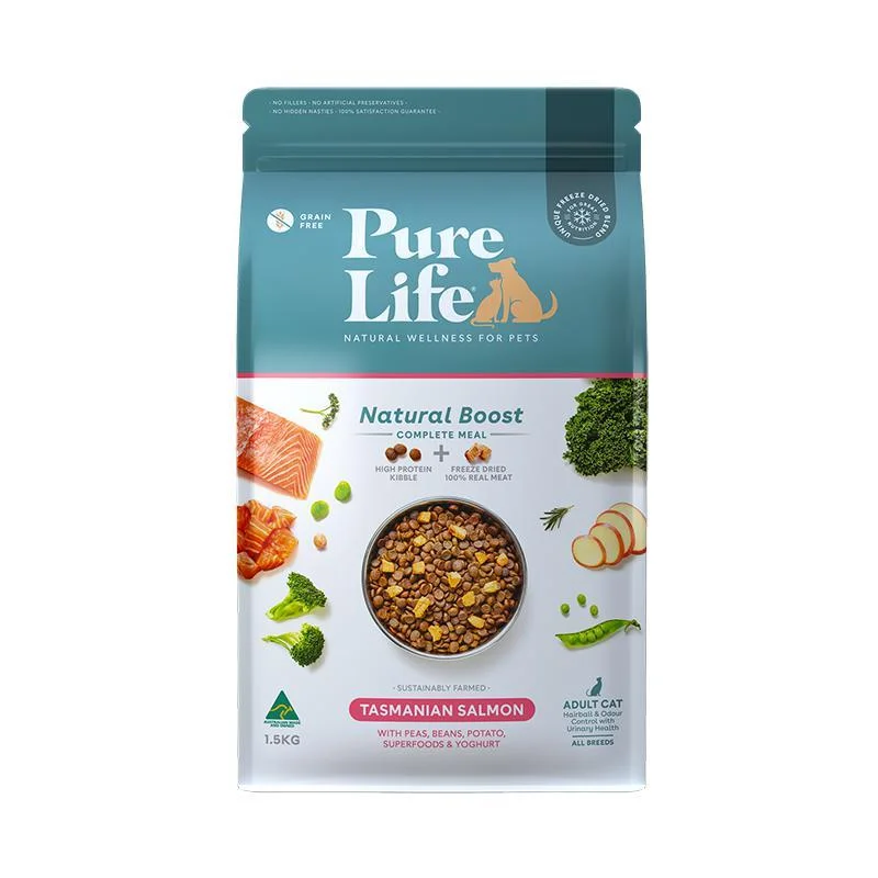 Pure Life Natural Boost Salmon Dry Cat Food 1.5kg