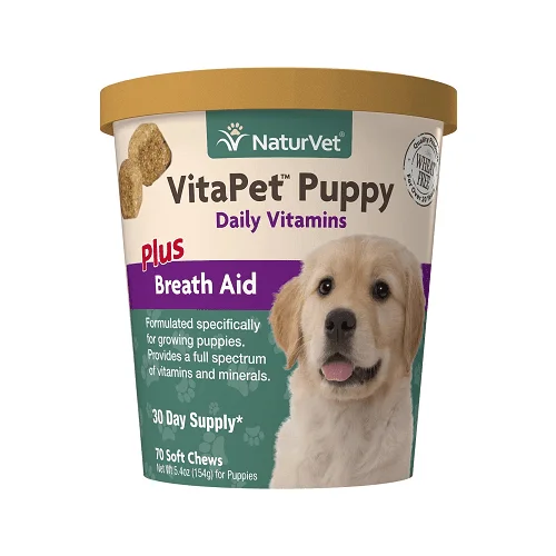 VitaPet - Dog Supplement - Puppy Daily Vitamins Soft Chews (Plus Breath Aid) - 70 ct cup