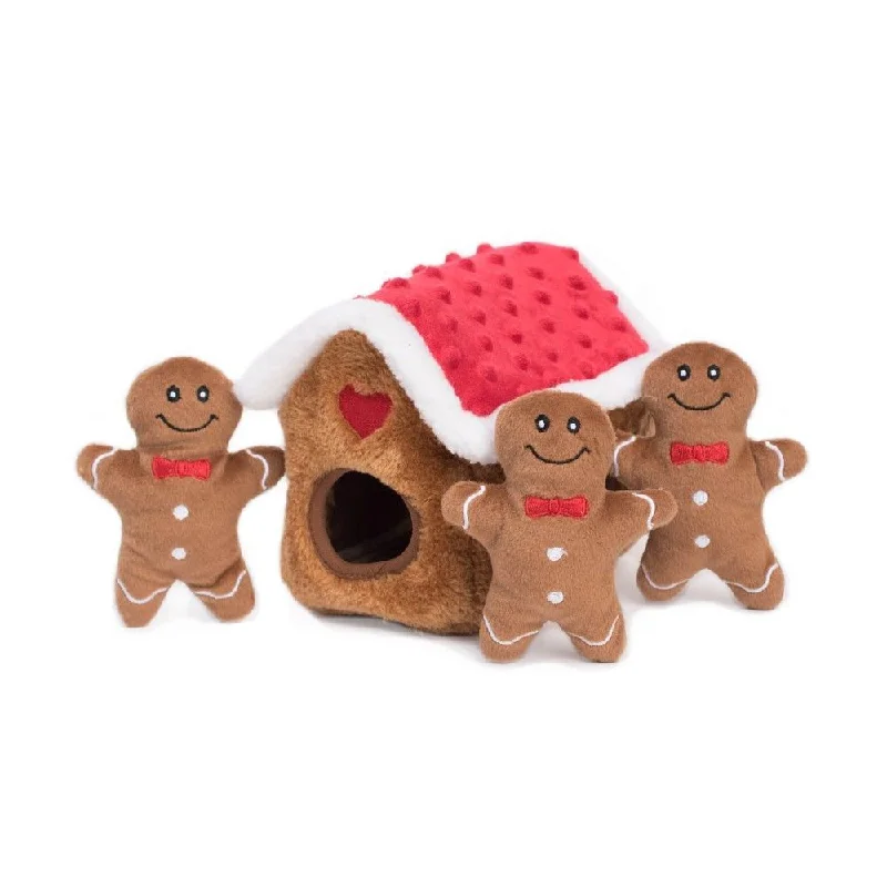 Zippy Paws Christmas Burrow Gingerbread House Dog Enrichment Toy