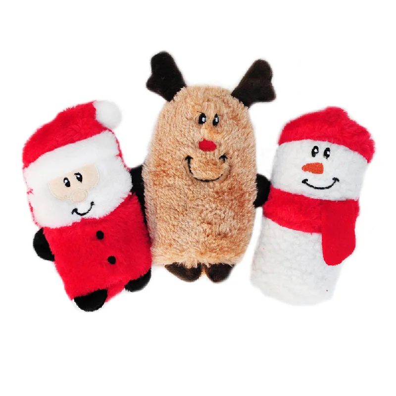 Zippy Paws Christmas Squeakie Buddies Santa Reindeer Snowman Soft Dog Toy 3 Pack